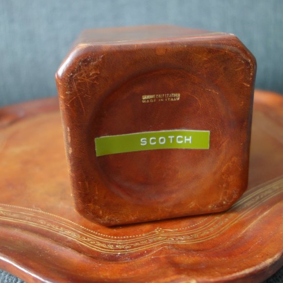 Vintage Genuine Calf Leather Wrapped Decanter and Tray Made in Italy - Picture 6 of 14